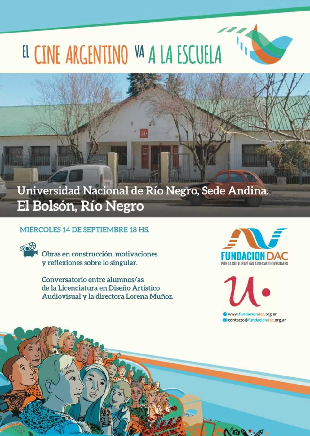 El programa El Cine argentino va a la escuela de la Fundación DAC llega a El Bolsón, Río Negro