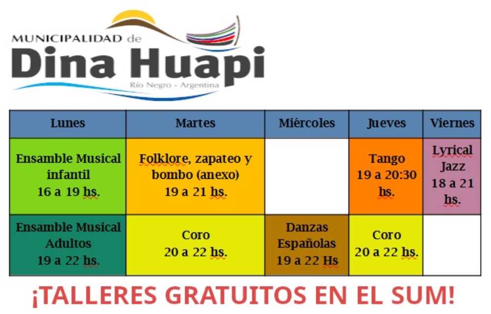 Talleres de formación artística en Dina Huapi