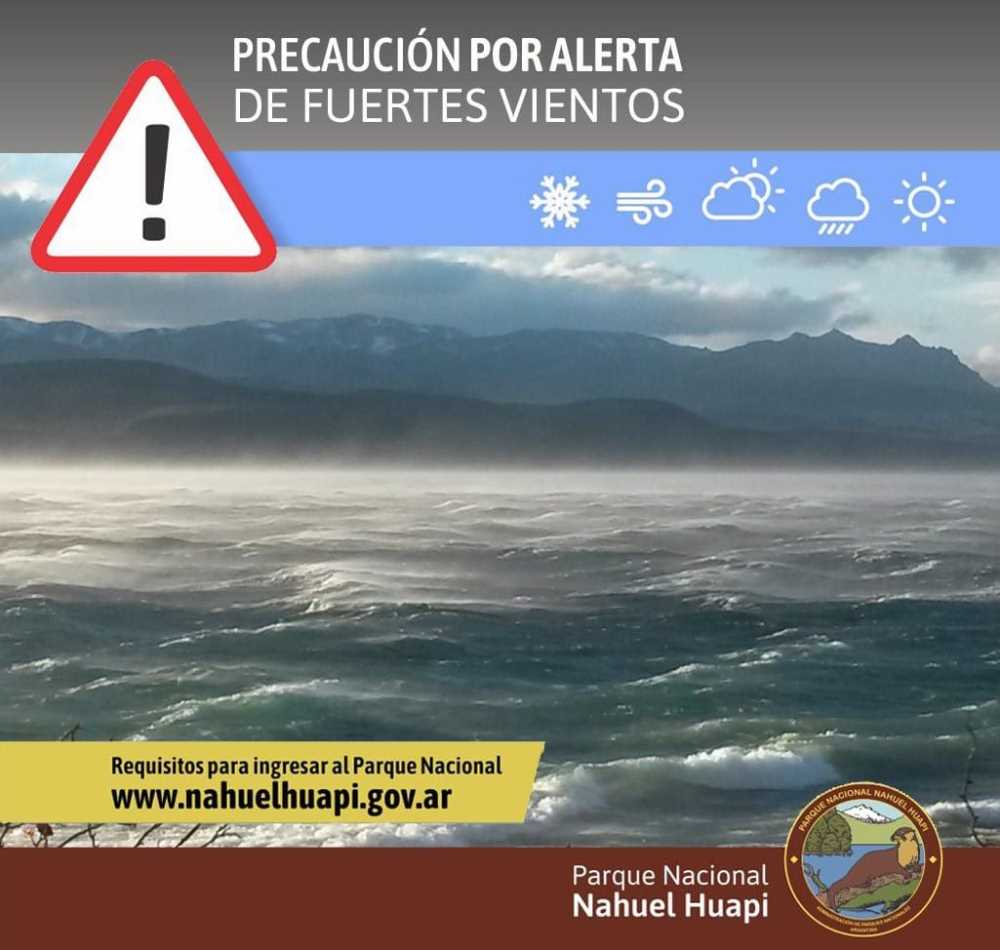 Alerta por lluvias y fuertes vientos PARA EL DÍA MARTES 28 DE MARZO en el Parque Nacional Nahuel Huapi 