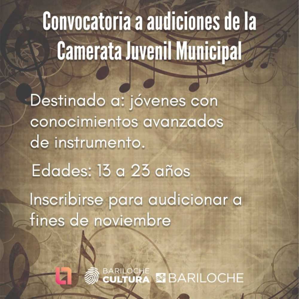 ¿Querés integrar la Camerata Juvenil Municipal? ¡Sumate! ¡Las audiciones son a fines de noviembre!