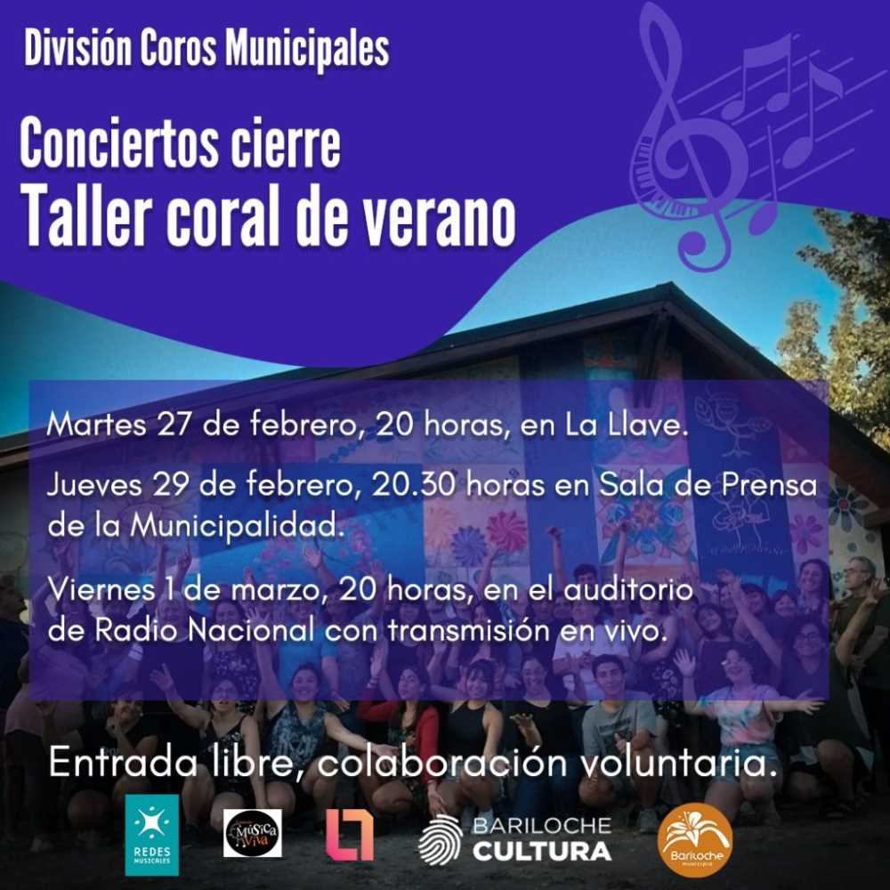 Invitan a los conciertos de cierre del Taller Coral de Verano