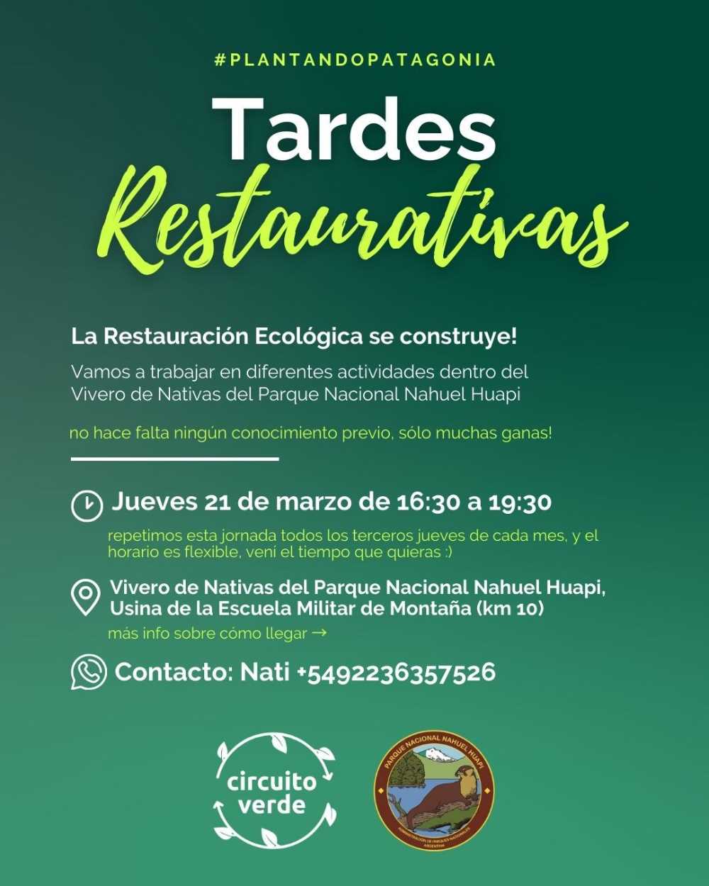 Este jueves tenemos la sexta jornada en el Vivero de Nativas del Parque Nacional Nahuel Huapi 