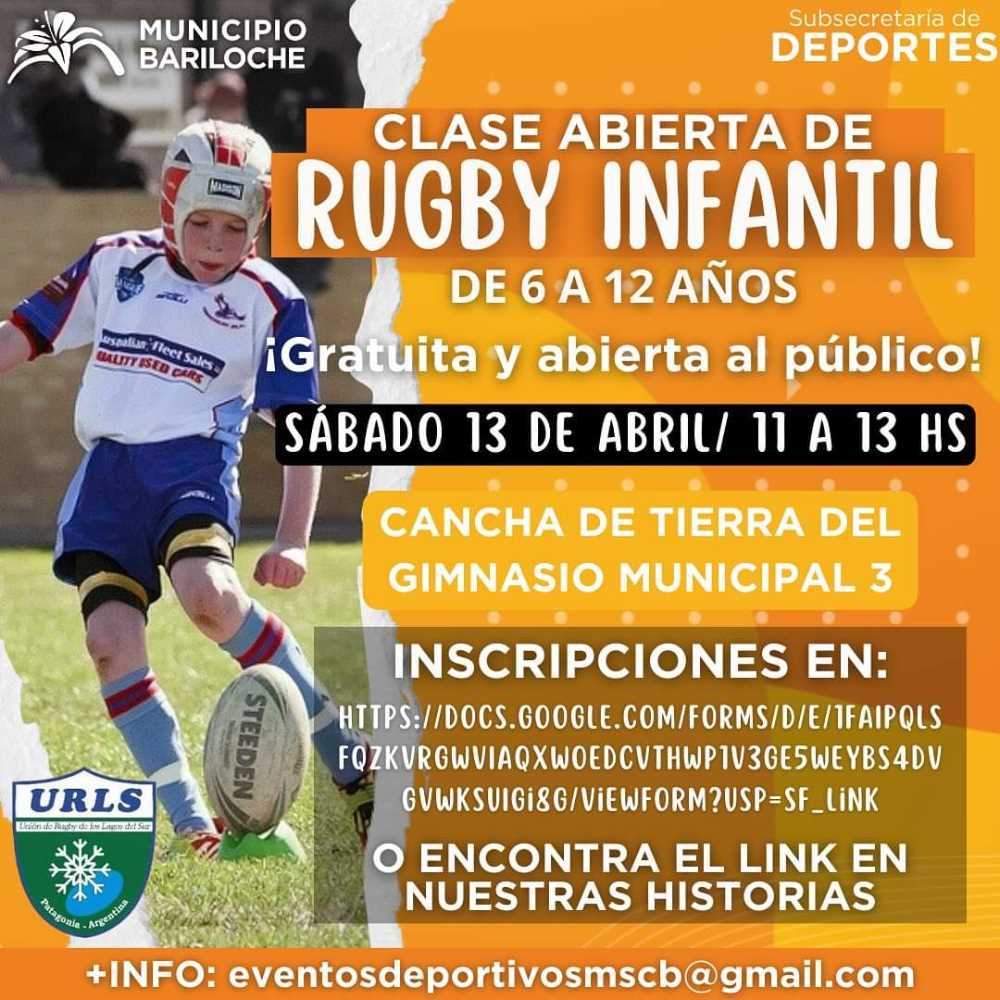 Todos invitados a la clase abierta de rugby infantil este sábado