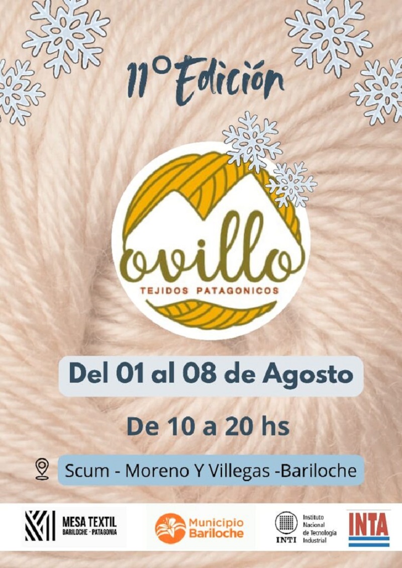 11º Edición de Ovillo-Tejidos Patagónicos del 1 al 8 de Agosto 10 a 20 horas en el SCUM (Moreno y Villegas)