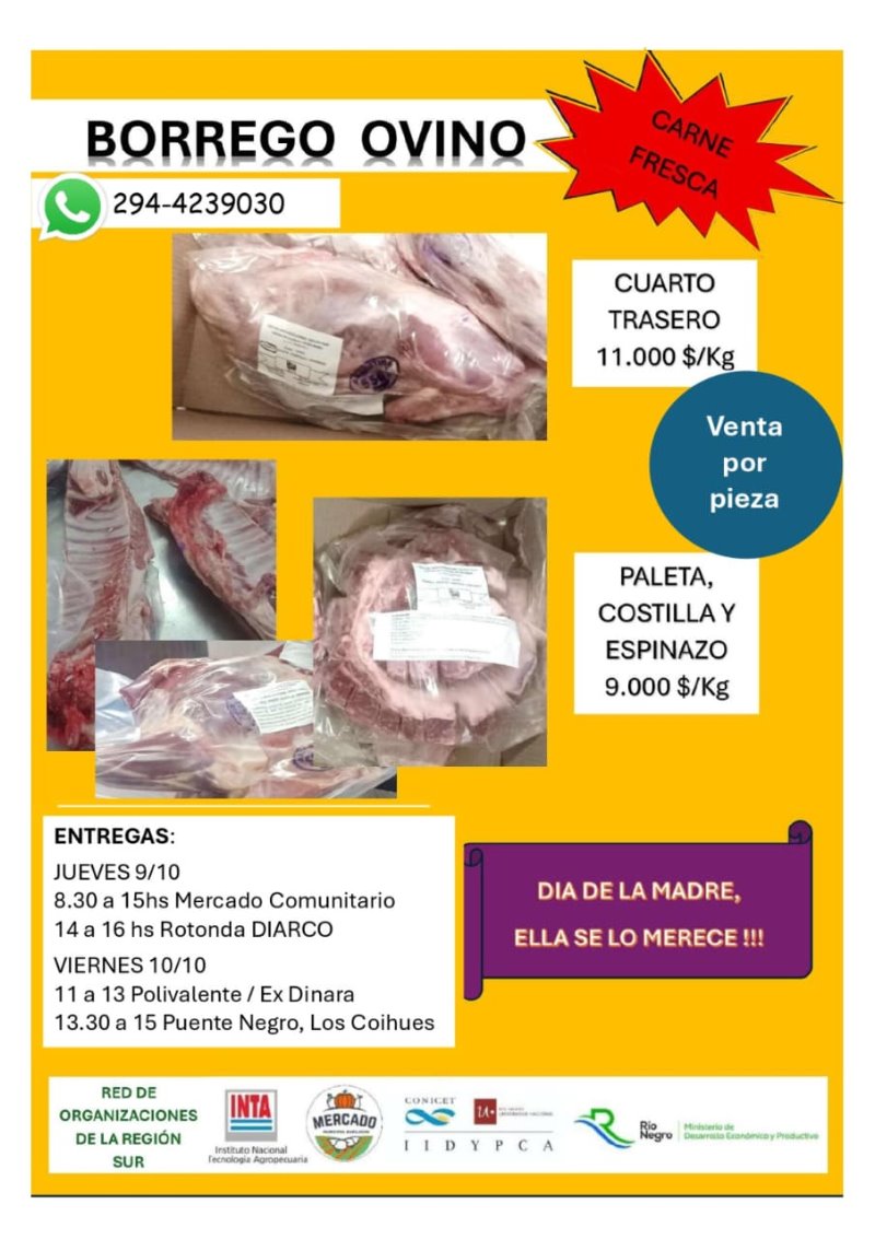 Venta de carne ovina fresca en Bariloche: calidad local y precios accesible